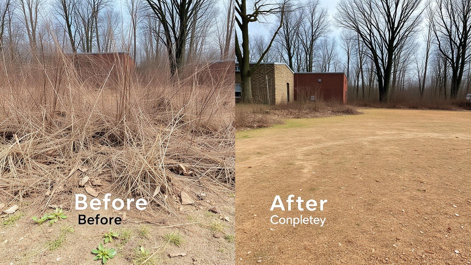 Vacant lot before and after cleanup